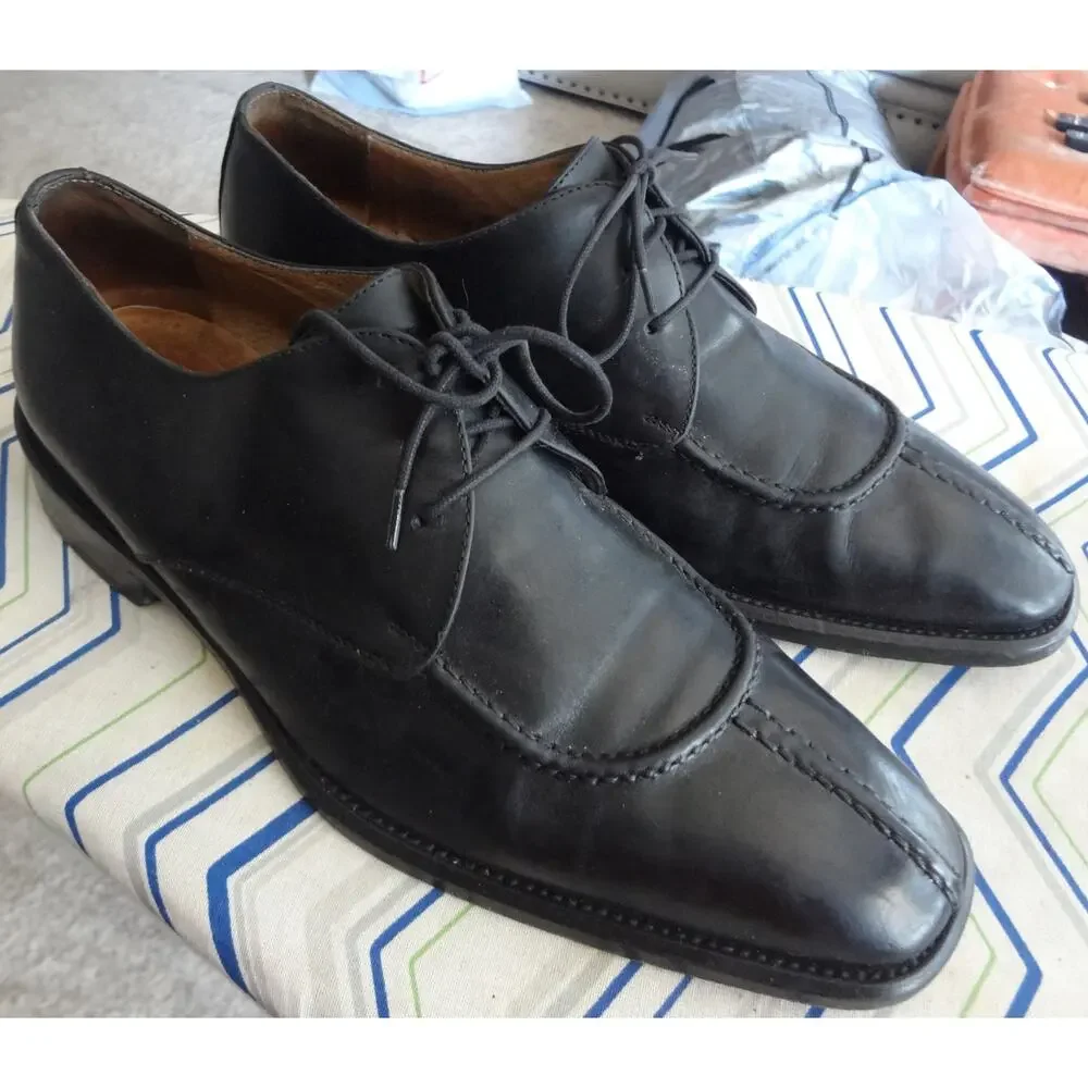 Bachrach Split Toe Black Calf Leather Oxford Derby Dress Shoe ITALY Mens 8